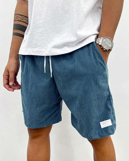 Men's Casual Corduroy Shorts with an Elastic Drawstring