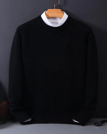 Men's Contrast-Collar Pullover in a Cashmere-Feel Knit