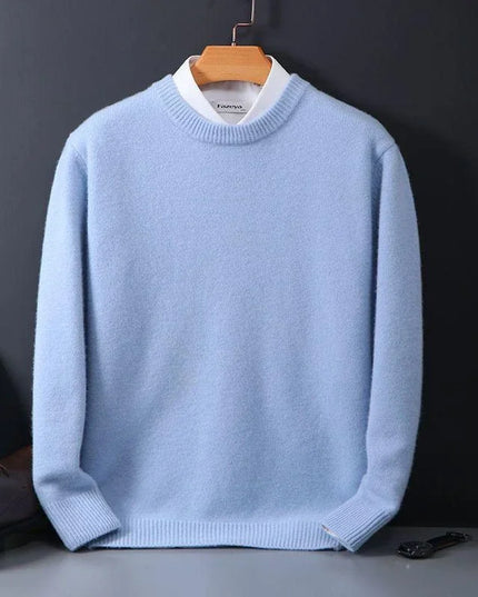 Men's Contrast-Collar Pullover in a Cashmere-Feel Knit