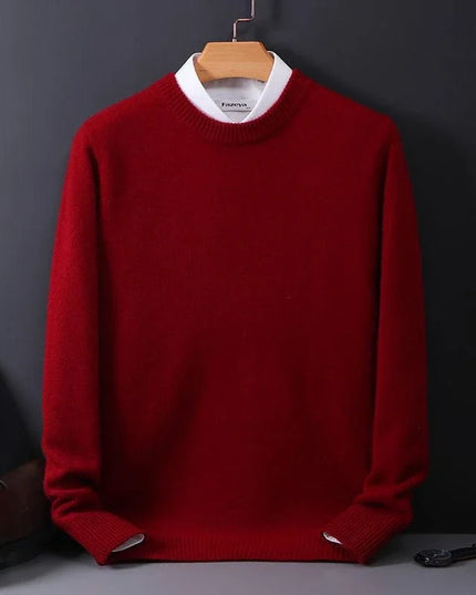 Men's Contrast-Collar Pullover in a Cashmere-Feel Knit