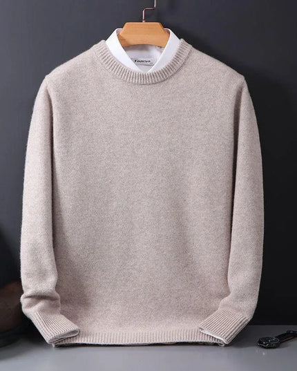 Men's Contrast-Collar Pullover in a Cashmere-Feel Knit