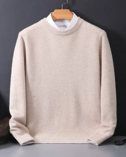 Men's Contrast-Collar Pullover in a Cashmere-Feel Knit
