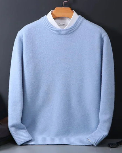 Men's Contrast-Collar Pullover in a Cashmere-Feel Knit