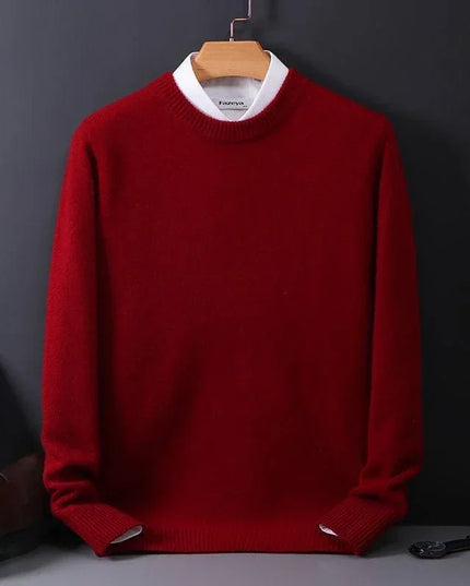 Men's Contrast-Collar Pullover in a Cashmere-Feel Knit