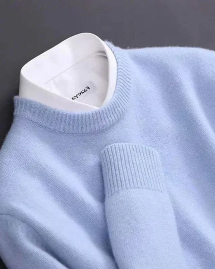 Men's Contrast-Collar Pullover in a Cashmere-Feel Knit