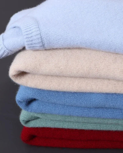 Men's Contrast-Collar Pullover in a Cashmere-Feel Knit