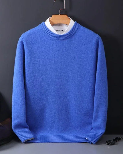 Men's Contrast-Collar Pullover in a Cashmere-Feel Knit
