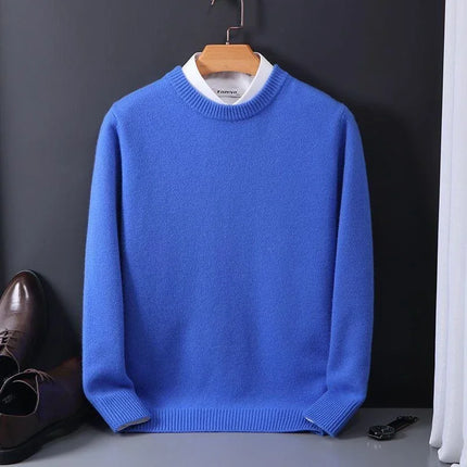 Men's Contrast-Collar Pullover in a Cashmere-Feel Knit