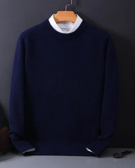 Men's Contrast-Collar Pullover in a Cashmere-Feel Knit