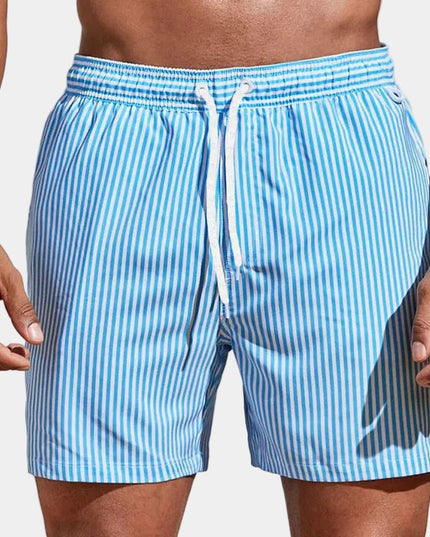 Men's Drawstring Shorts in a Fine Stripe Print