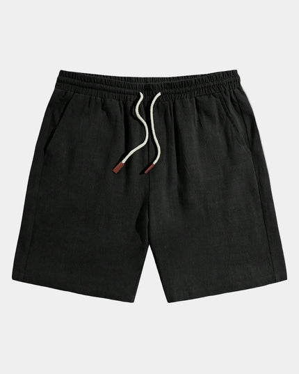 Men's Drawstring Shorts in a Linen-Look Weave