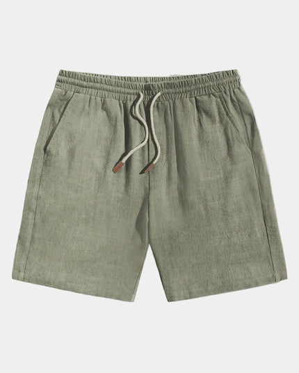 Men's Drawstring Shorts in a Linen-Look Weave