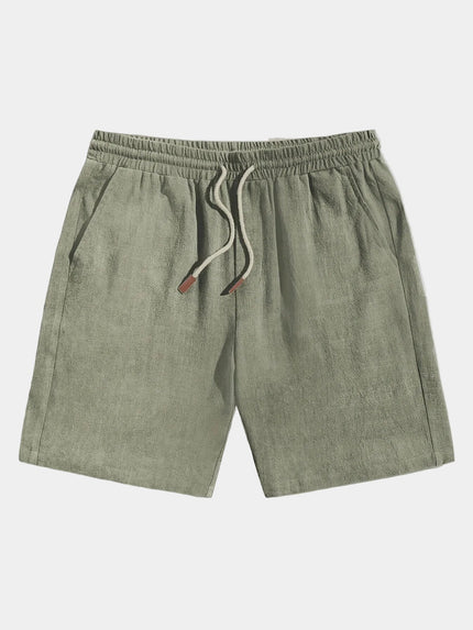 Men's Drawstring Shorts in a Linen-Look Weave