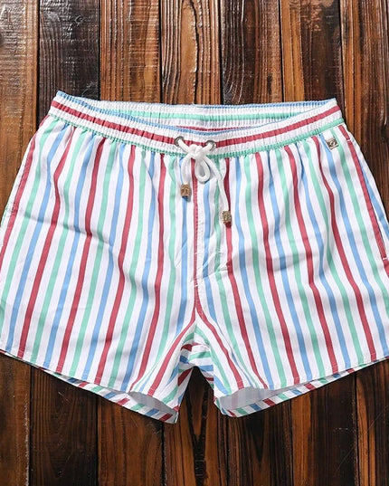 Men's Drawstring Swim Shorts in a Vertical Stripe