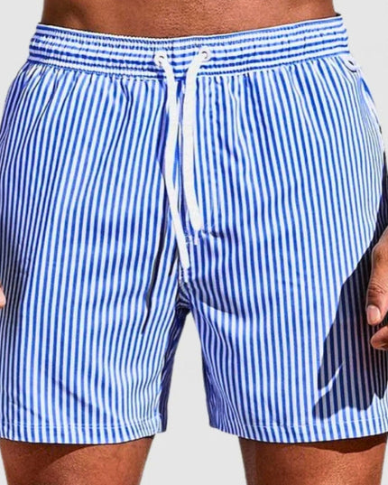 Men's Drawstring Swim Shorts with a Pinstripe Finish