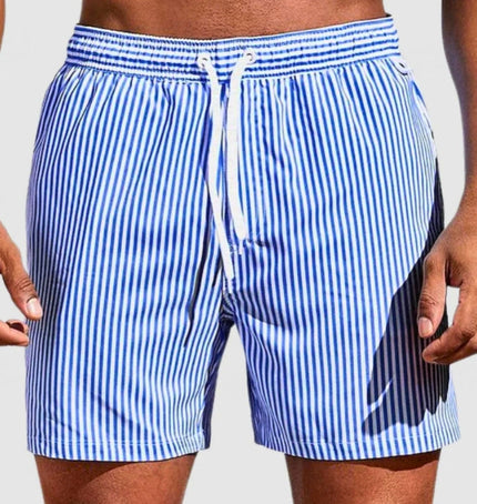 Men's Drawstring Swim Shorts with a Pinstripe Finish