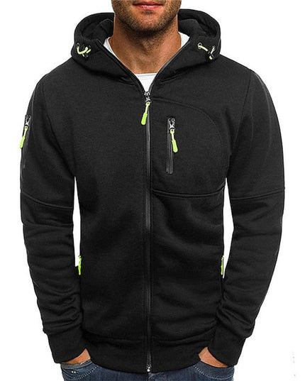 Men's Drawstring Zip-Up Fleece Hooded Sweatshirt