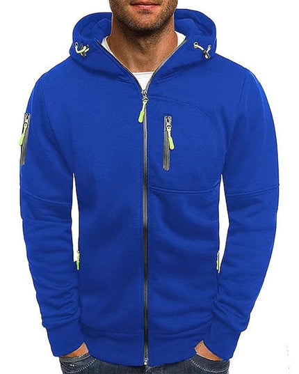 Men's Drawstring Zip-Up Fleece Hooded Sweatshirt