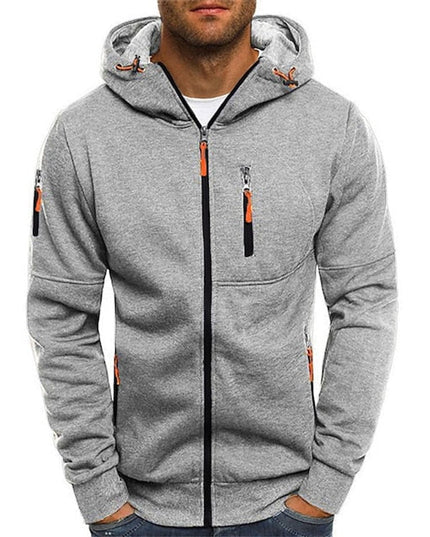 Men's Drawstring Zip-Up Fleece Hooded Sweatshirt