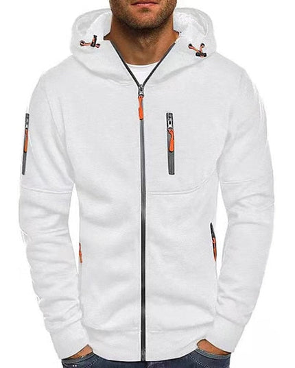 Men's Drawstring Zip-Up Fleece Hooded Sweatshirt