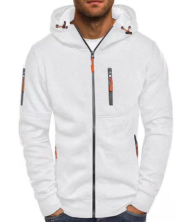 Men's Drawstring Zip-Up Fleece Hooded Sweatshirt