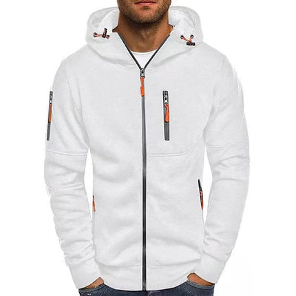 Men's Drawstring Zip-Up Fleece Hooded Sweatshirt