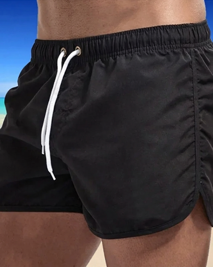 Men's Elastic Waist Swim Trunks with a Drawstring Tie