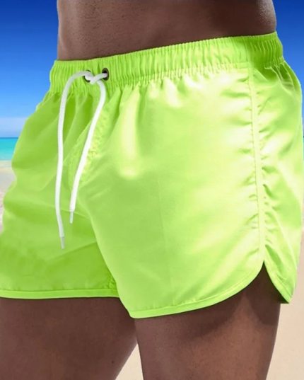 Men's Elastic Waist Swim Trunks with a Drawstring Tie