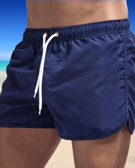 Men's Elastic Waist Swim Trunks with a Drawstring Tie