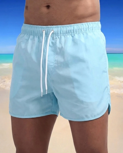 Men's Elastic Waist Swim Trunks with a Drawstring Tie
