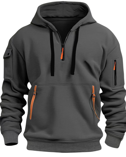 Men's Everyday Long Sleeve Zip Pocket Winter Hoodie