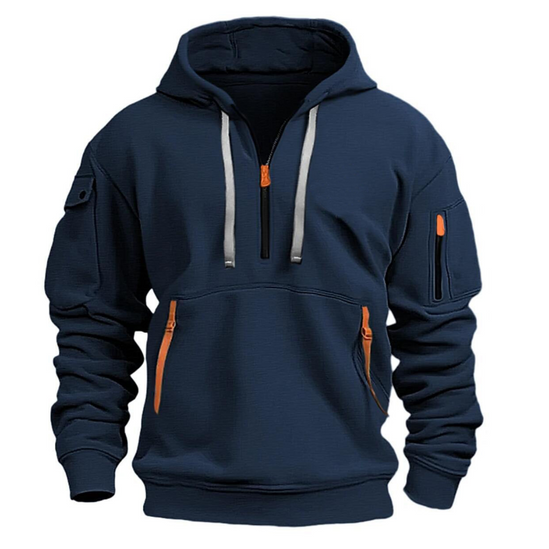 Men's Everyday Long Sleeve Zip Pocket Winter Hoodie
