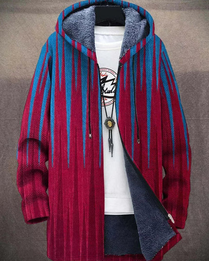 Men's Fleece Lined Art Print Oversized Hooded Cardigan
