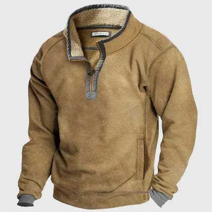 Men's Fleece-Lined Pullover with a Snap Collar