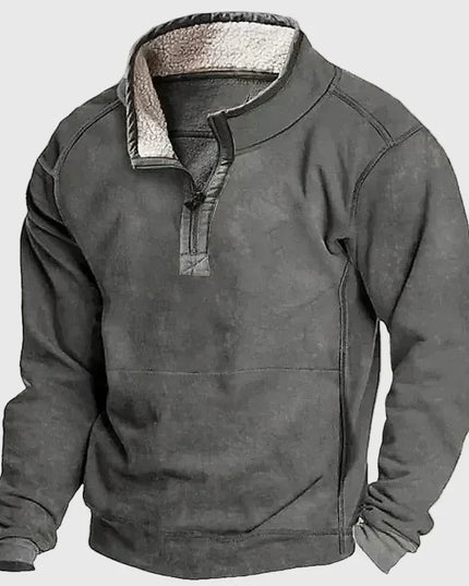Men's Fleece-Lined Pullover with a Snap Collar