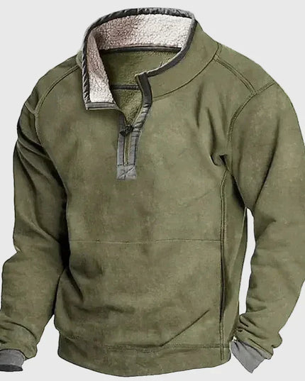 Men's Fleece-Lined Pullover with a Snap Collar
