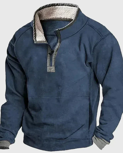Men's Fleece-Lined Pullover with a Snap Collar
