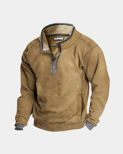 Men's Fleece-Lined Pullover with a Snap Collar