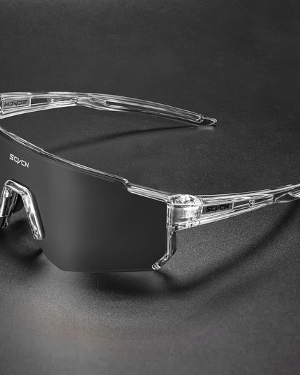 Men's Full-Coverage Sunglasses with a Curved Shield Lens