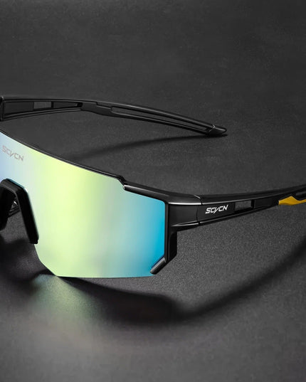 Men's Full-Coverage Sunglasses with a Curved Shield Lens