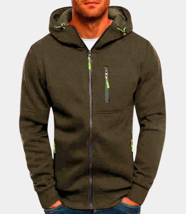 Men's Full-Zip Hooded Sweatshirt Casual Zip Hoodie