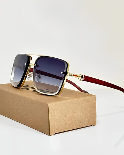 Men's Gold Square Sunglasses with a Gradient Tint
