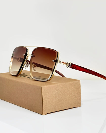 Men's Gold Square Sunglasses with a Gradient Tint