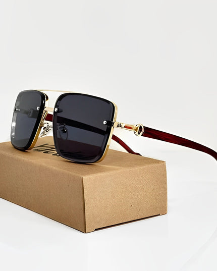 Men's Gold Square Sunglasses with a Gradient Tint