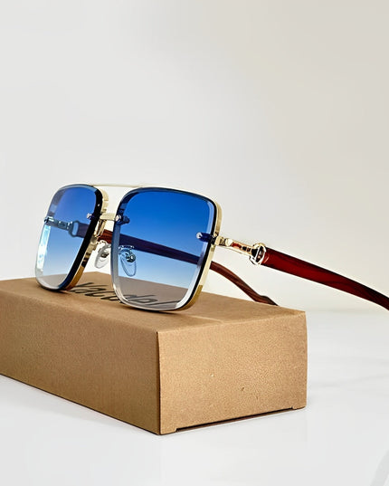 Men's Gold Square Sunglasses with a Gradient Tint