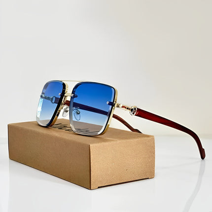 Men's Gold Square Sunglasses with a Gradient Tint