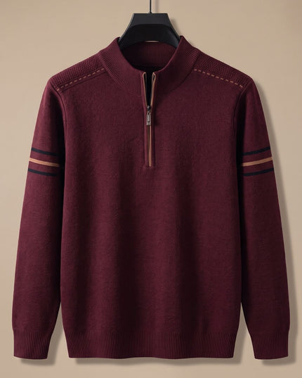 Men's Half-Zip Stand Collar Knit Pullover Sweater