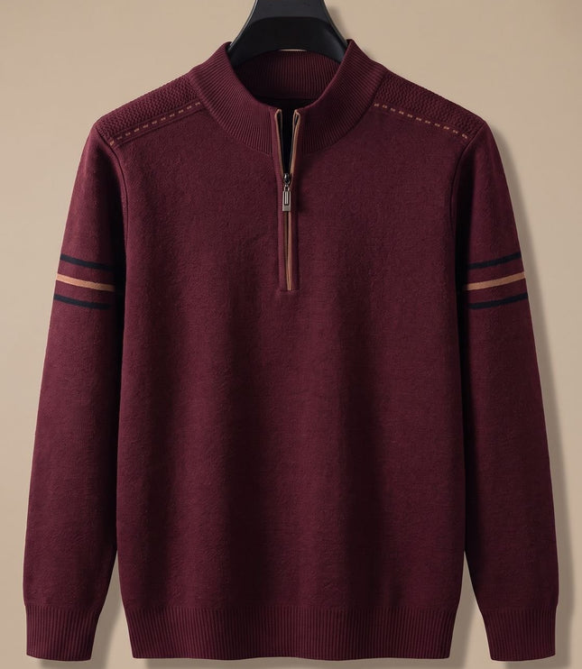 Men's Half-Zip Stand Collar Knit Pullover Sweater