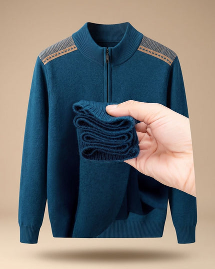 Men's Half-Zip Stand Collar Knit Pullover Sweater
