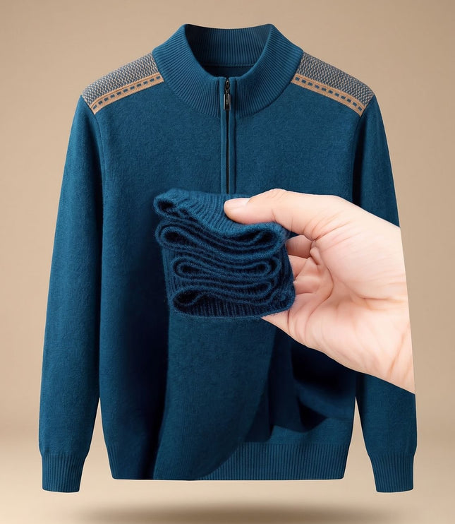 Men's Half-Zip Stand Collar Knit Pullover Sweater